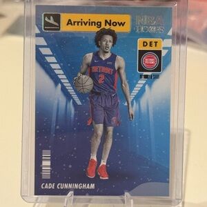 2021-2022 Panini Hoops Cade Cunningham Arriving Now Holo Card. Detroit Pistons